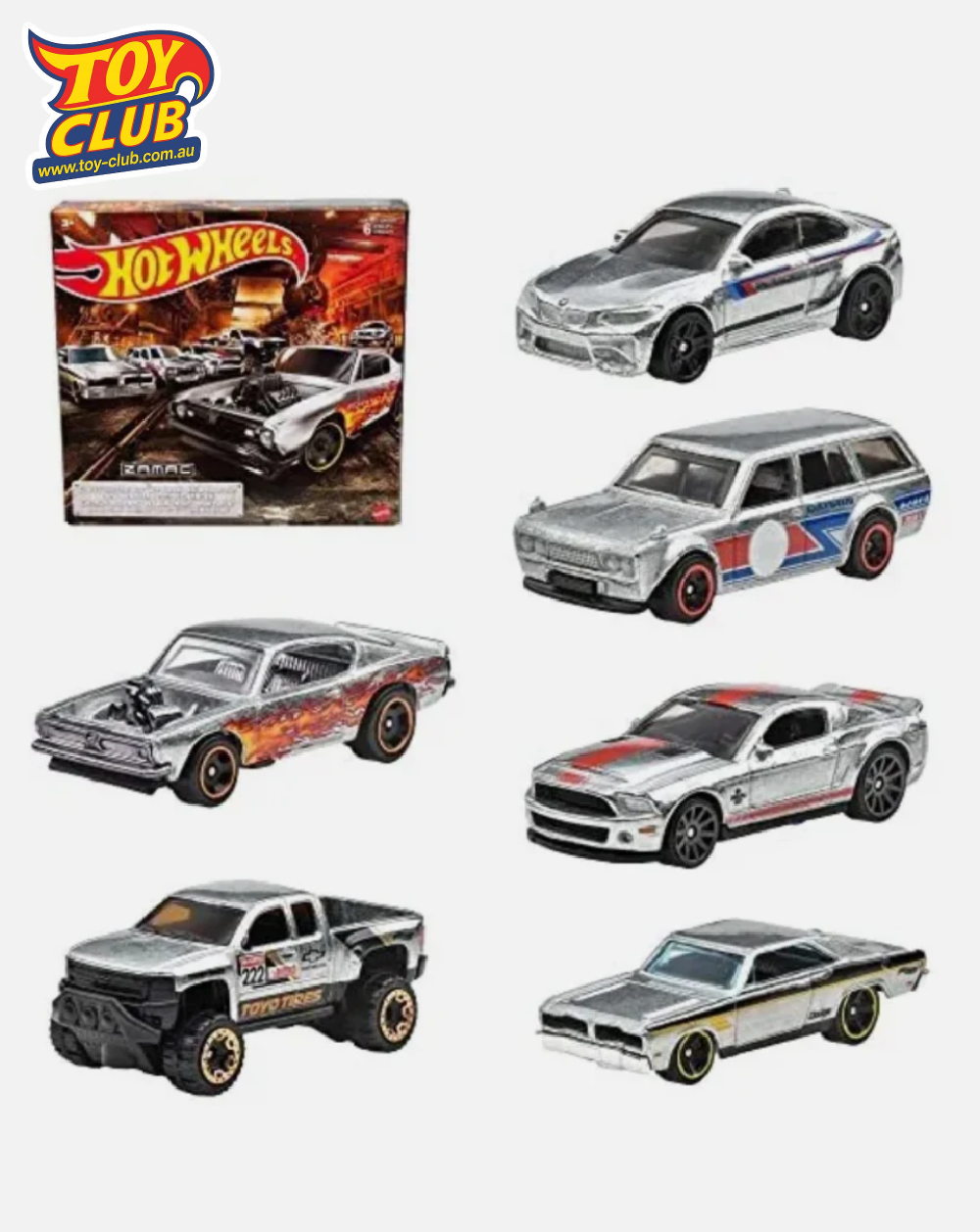 Hot Wheels Zamac 6 Pack Chevy BMW Dodge Datsun Ford