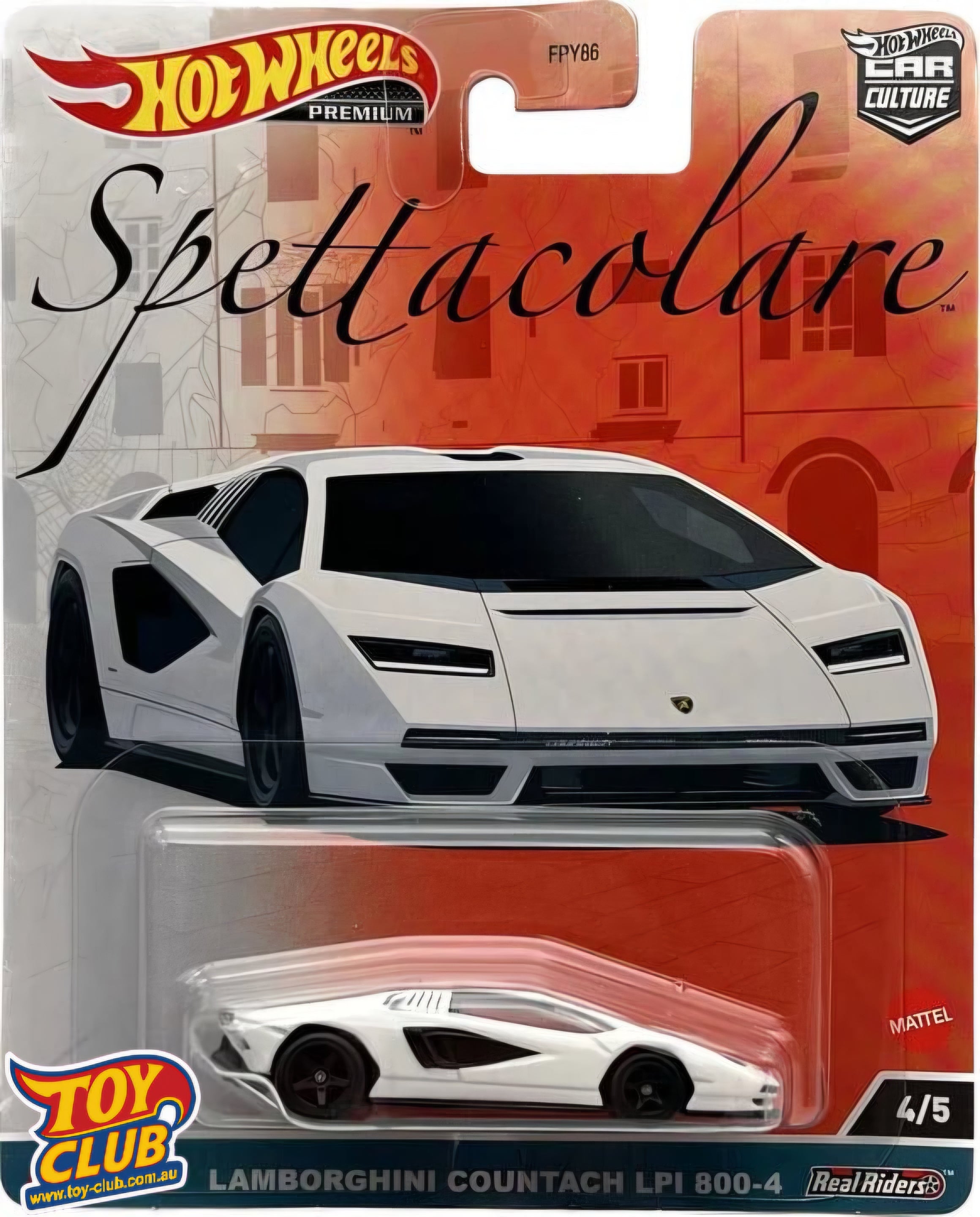 Hot Wheels Premium Car Culture Spettacolare Lamborghini Countach LPI800-4 Real Riders