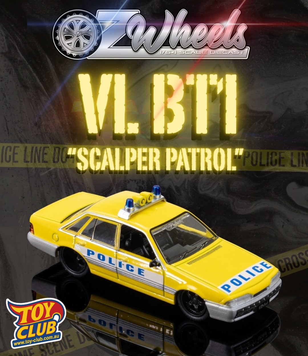 Oz Wheels - BT1 Police Holden VL Yellow - 1:64