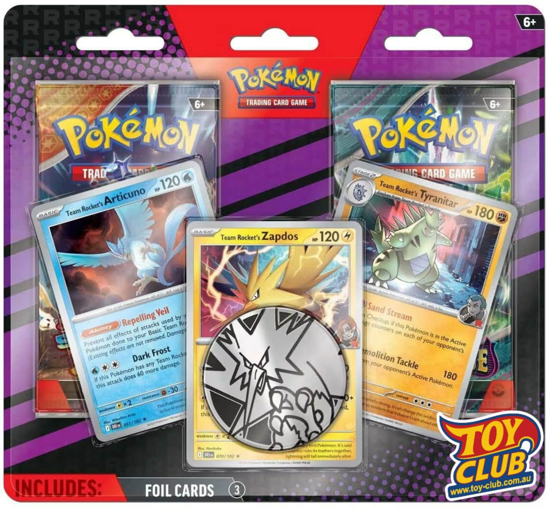 Pokémon TCG - 2 Pack Blister - Team Rocket's Articuno, Zapdos, Tyranitar - New Sealed