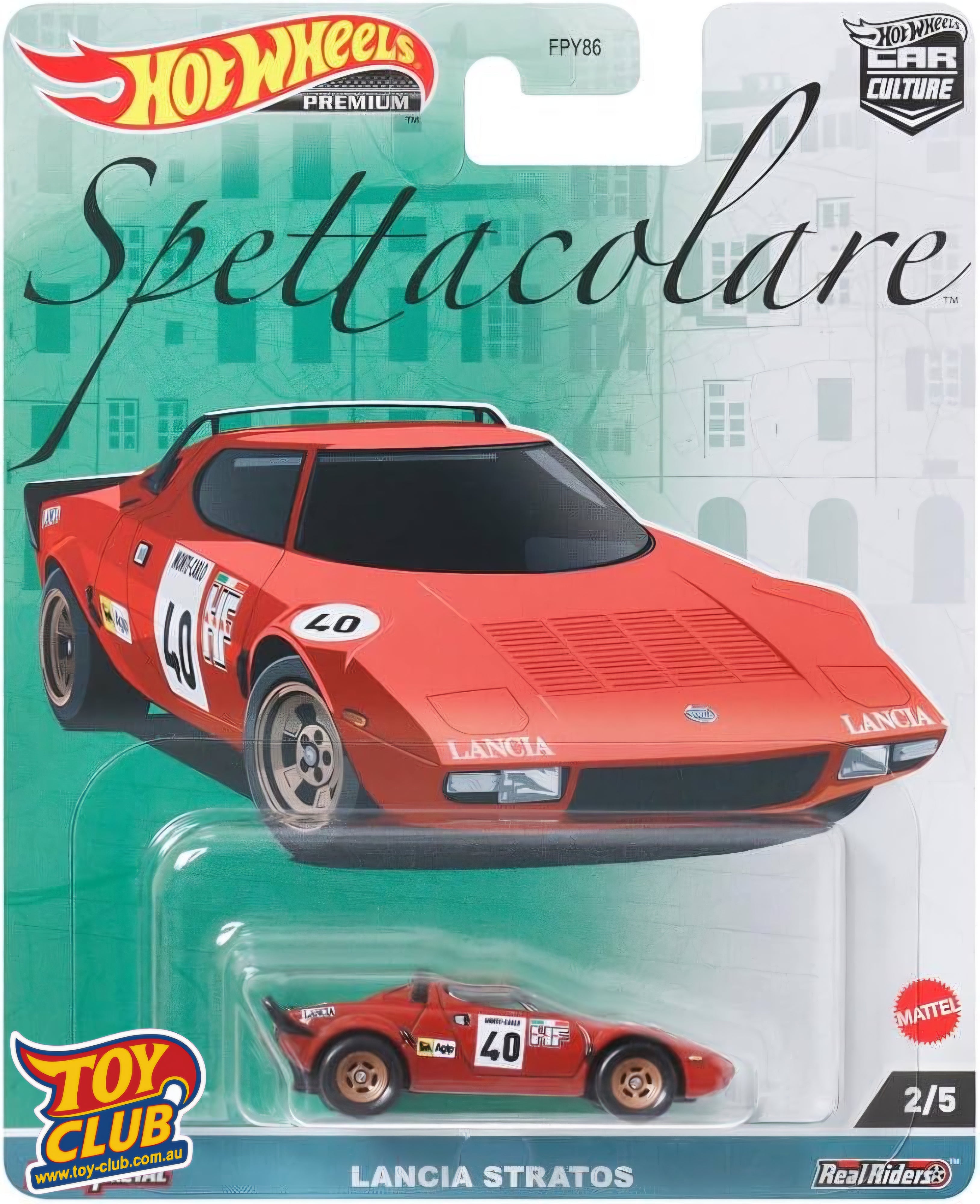 Hot Wheels Premium Car Culture Spettacolare Lancia Stratos Group 5 Real Riders