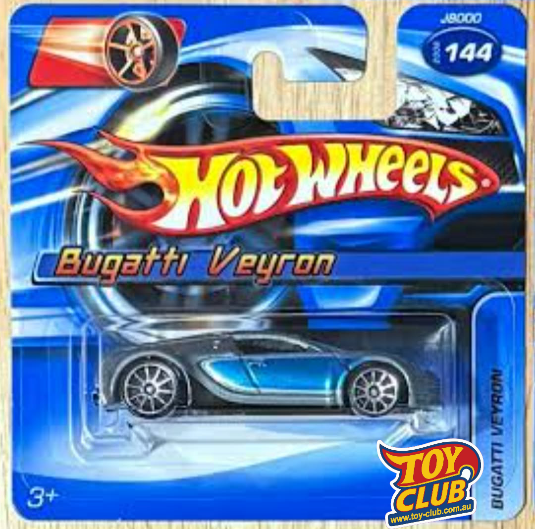 Hot Wheels 2006 Bugatti Veyron Short Card with Protector Silver & Blue #144