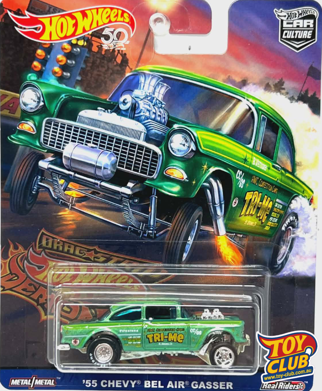 Hot Wheels Premium - Dragstrip Demons - '55 Chevy Bel Air Gasser 1/5