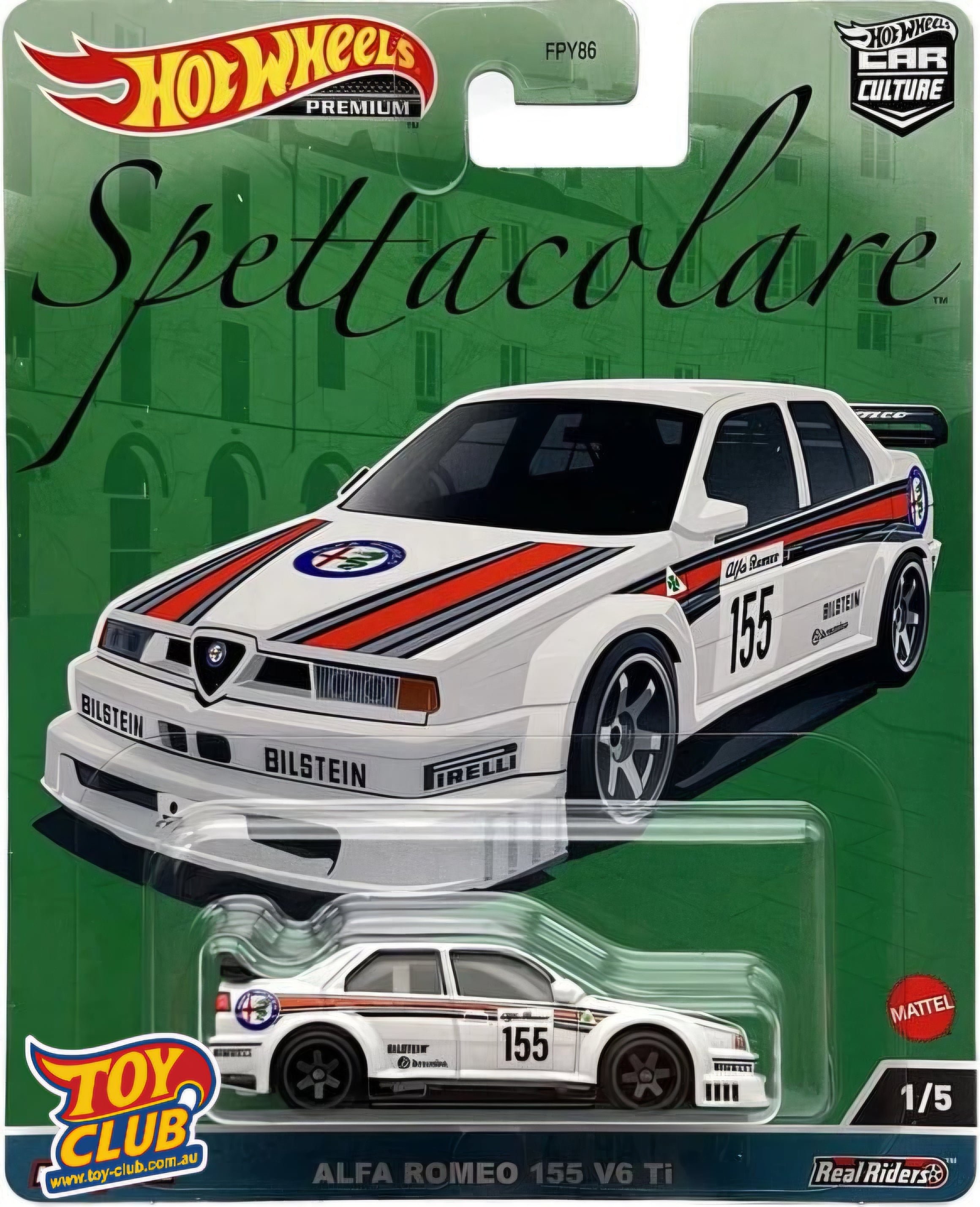 Hot Wheels Premium Car Culture Spettacolare Alfa Romeo 155 V6 Ti Real Riders