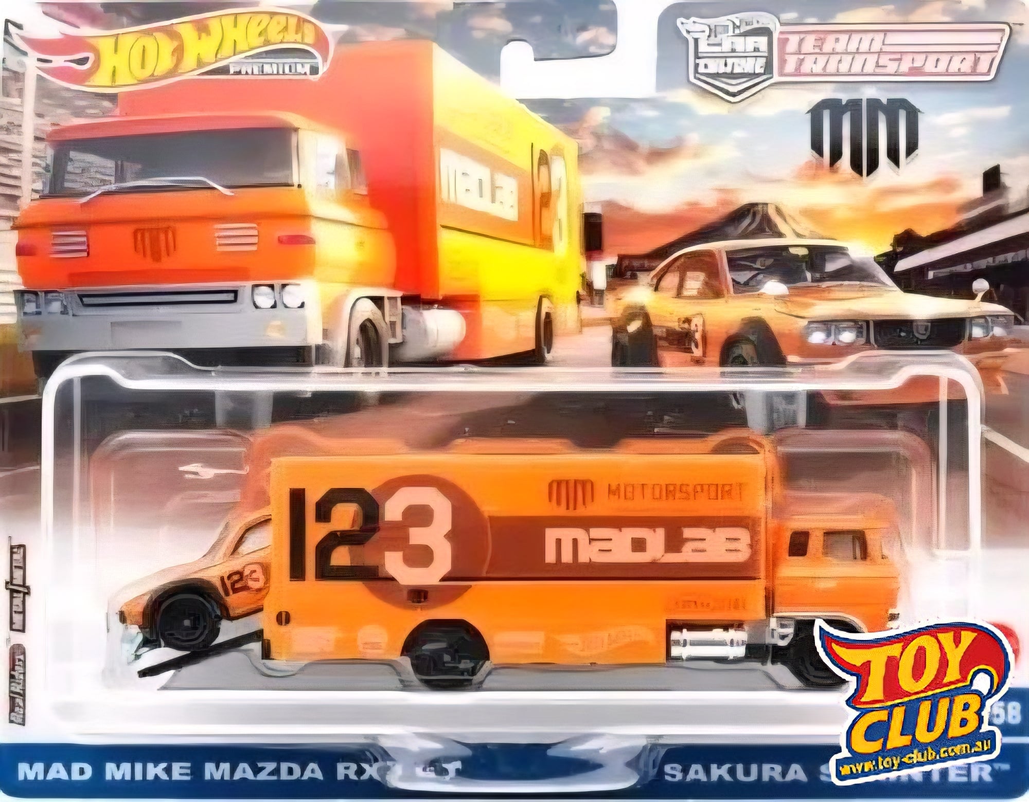 Hot Wheels Premium - Team Transport - Mad Mike RX3 Sakura Sprinter