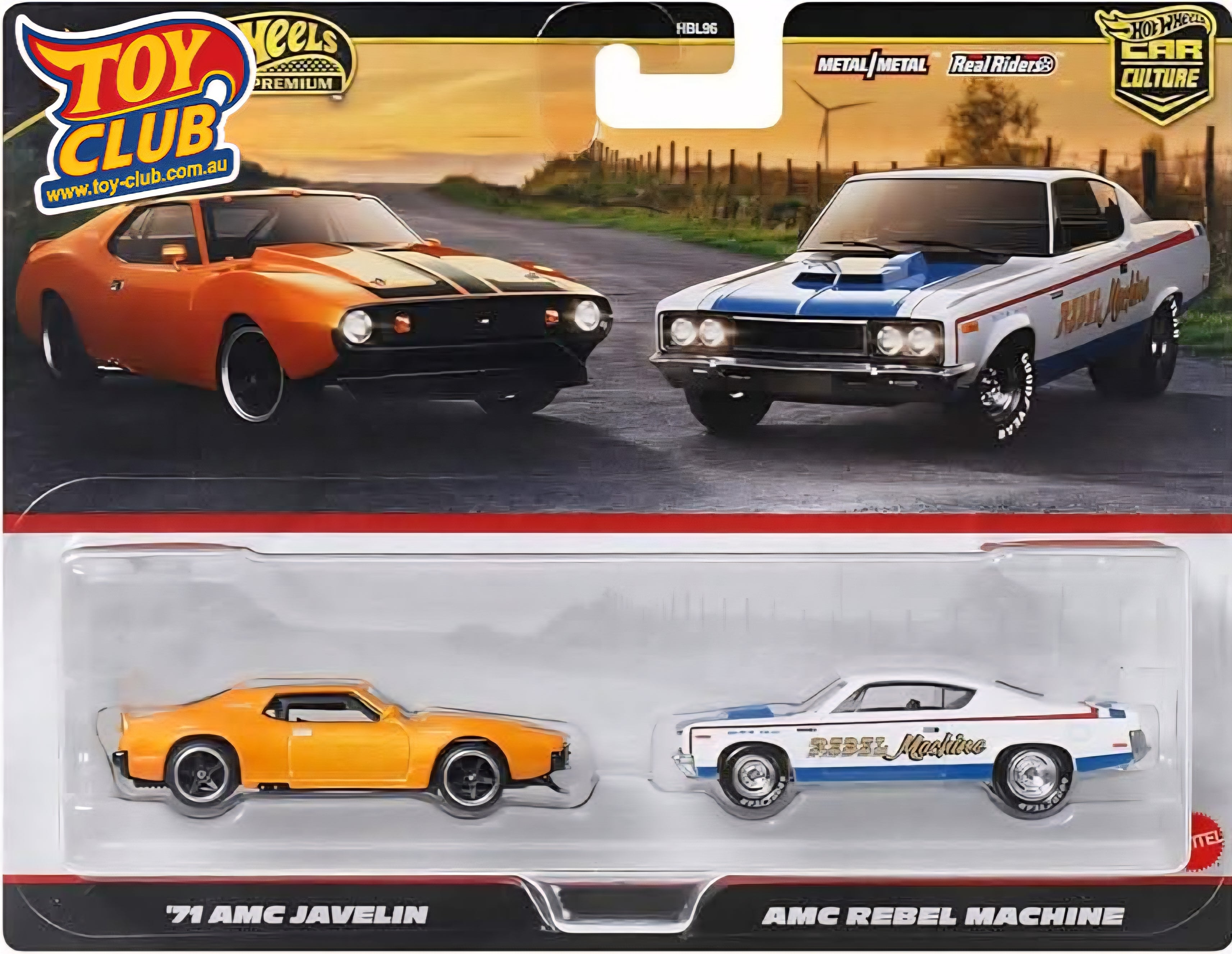 Hot Wheels - Car Culture - Twin Pack '71 AMC Javelin / AMC Rebel Machine - Real Riders Metal/Metal