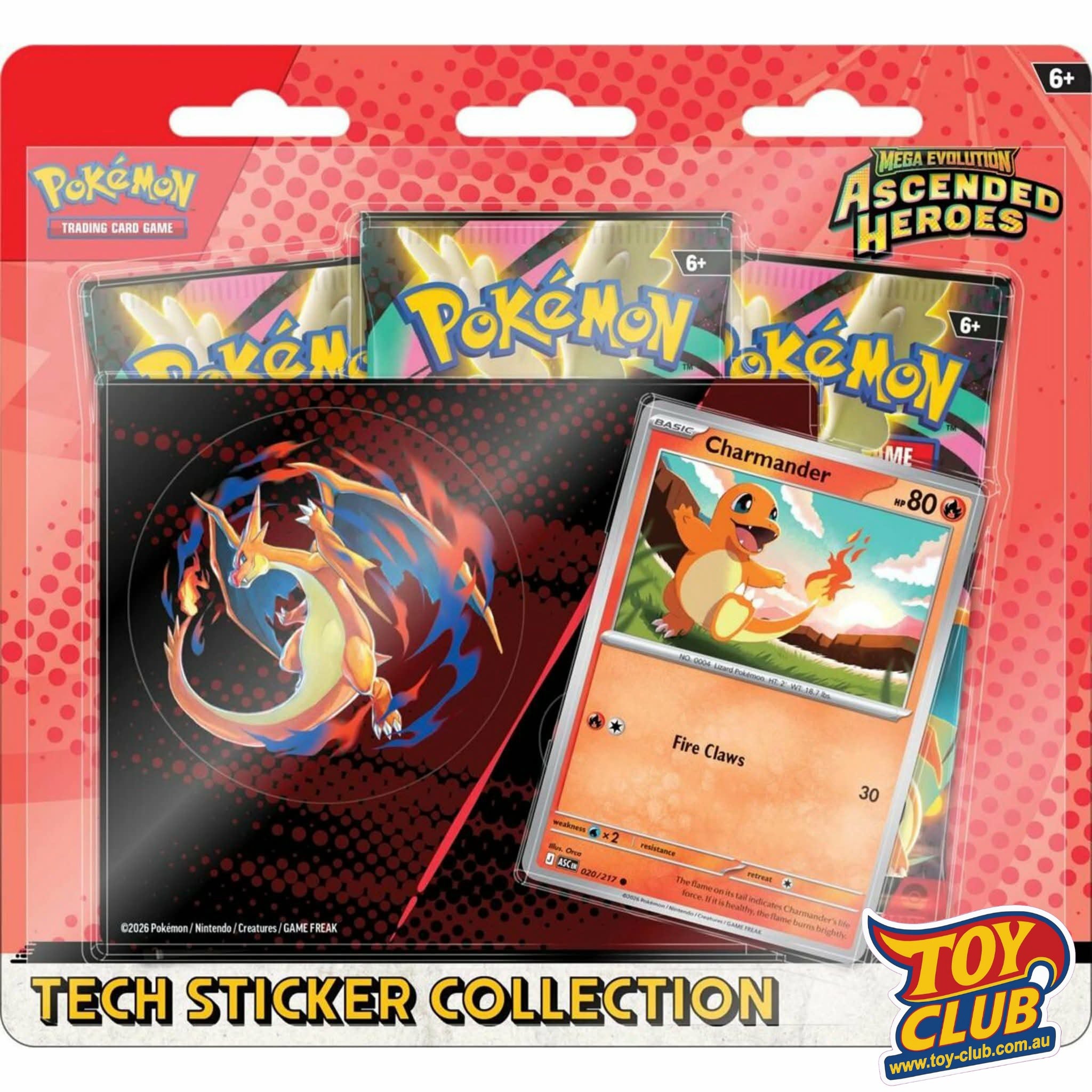 Pokémon TCG - 3 Pack Blister - Ascended Heroes - Charmander Sticker Collection
