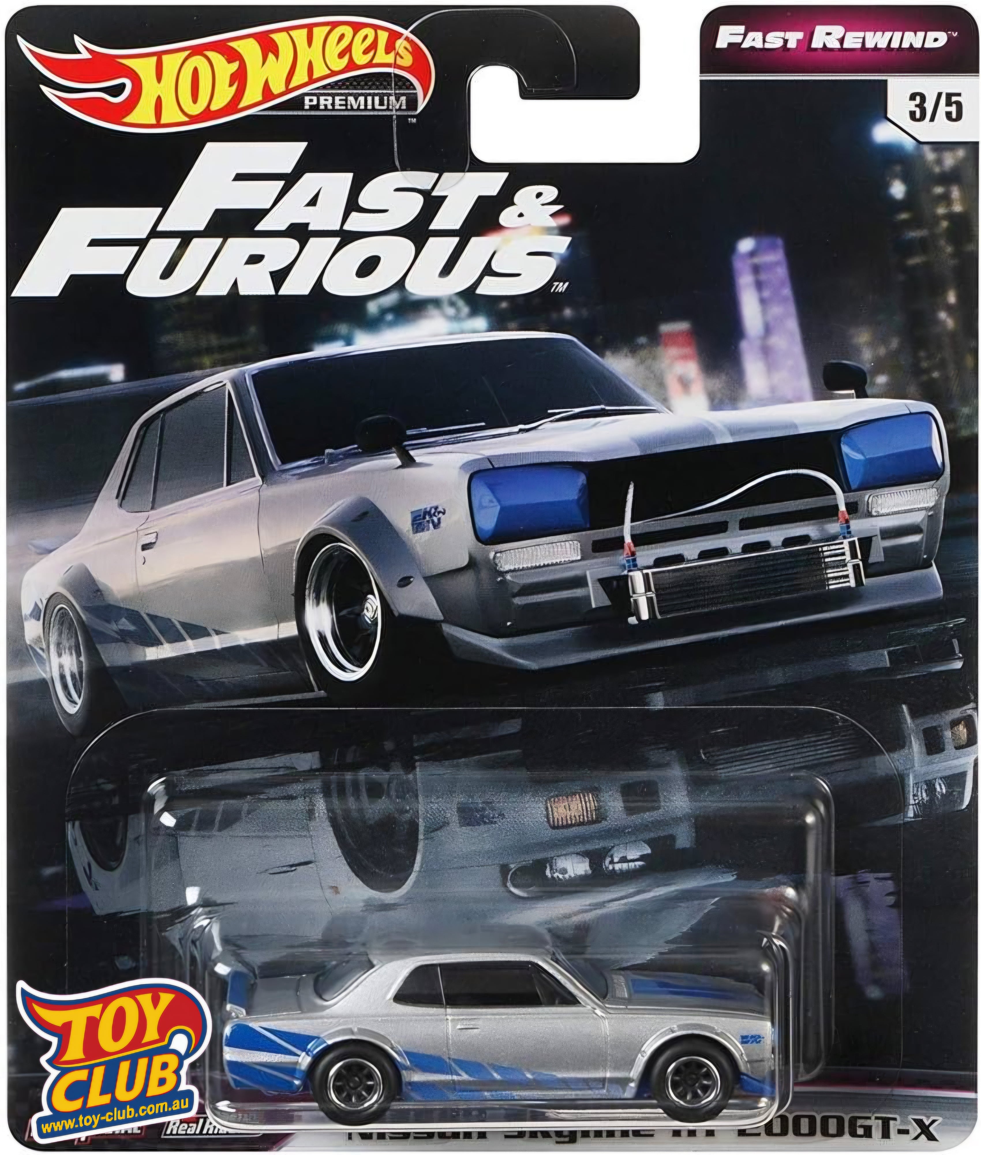 Hot Wheels Premium Fast & Furious Fast Rewind Nissan Skyline HT 2000GT-X Hakosuka 3/5