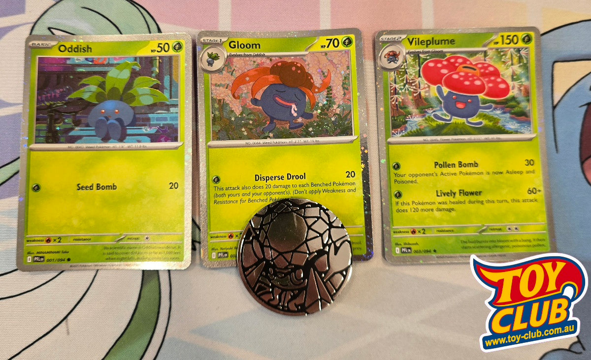 Pokemon TCG Oddish Gloom Vileplume Cosmos Holo Promo Set + Coin NM 001-003/094