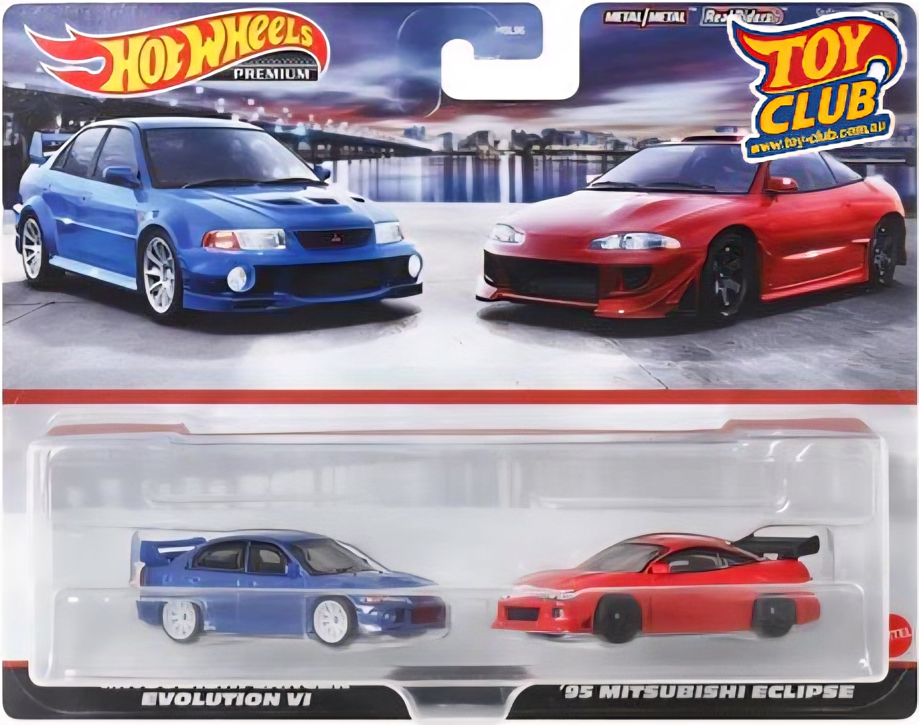 Hot Wheels - Car Culture - Twin Pack Mitsubishi Lancer Evo 6 / '95 Mitsubishi Eclipse - Real Riders Metal/Metal