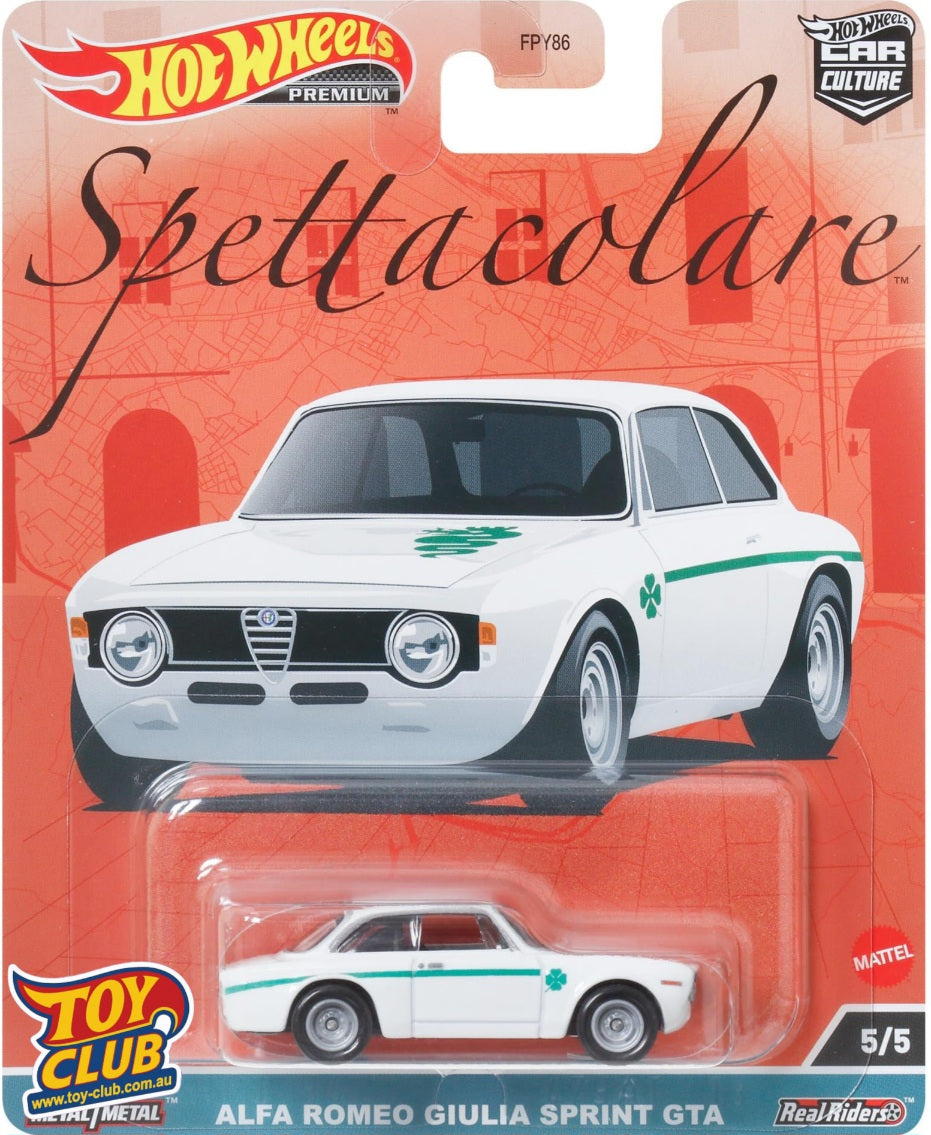 Hot Wheels Premium Car Culture Spettacolare Alfa Romeo Giulia Sprint GTA Real Riders