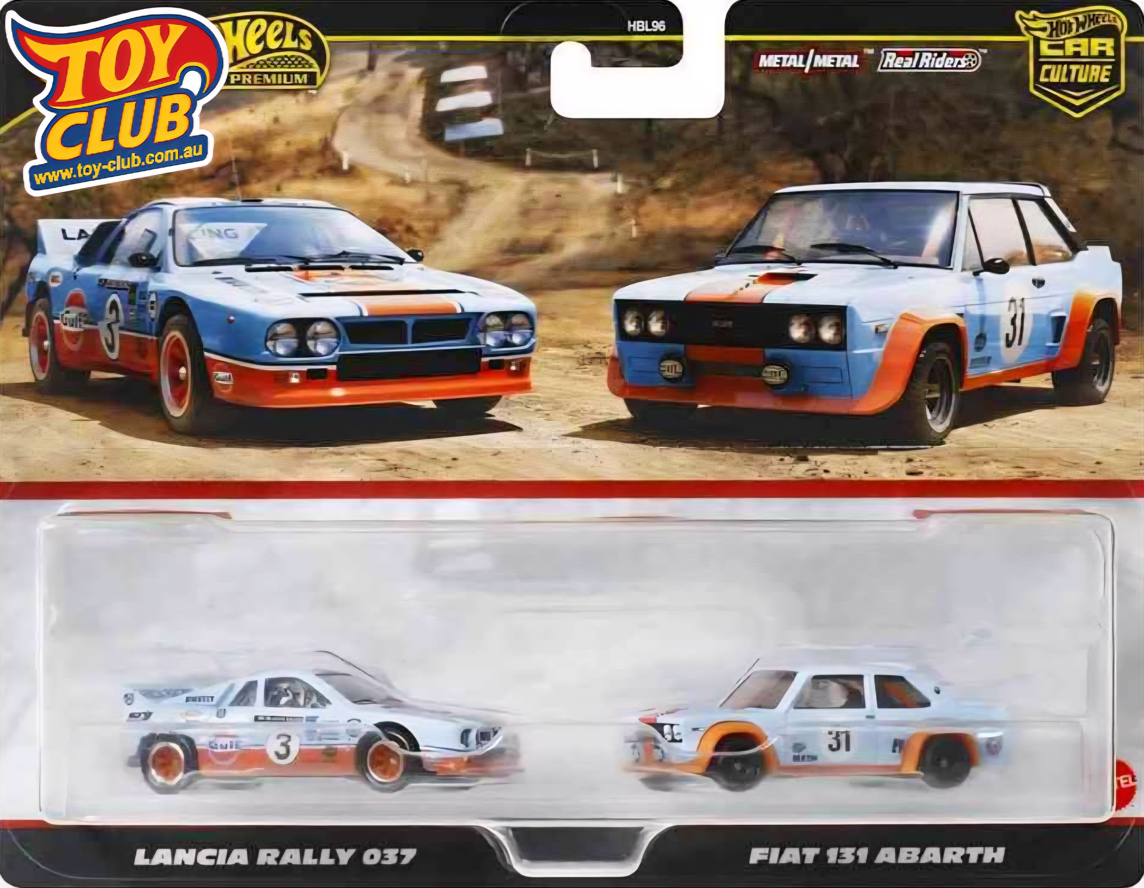 Hot Wheels - Car Culture - Twin Pack Lancia Rally 037 / Fiat 131 Abarth - Real Riders Metal/Metal